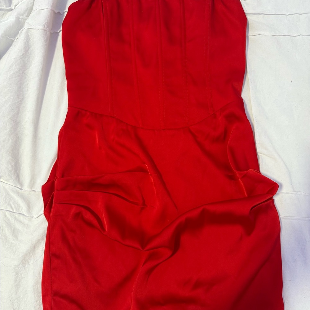 Princess Polly Red Strapless Dress size 4